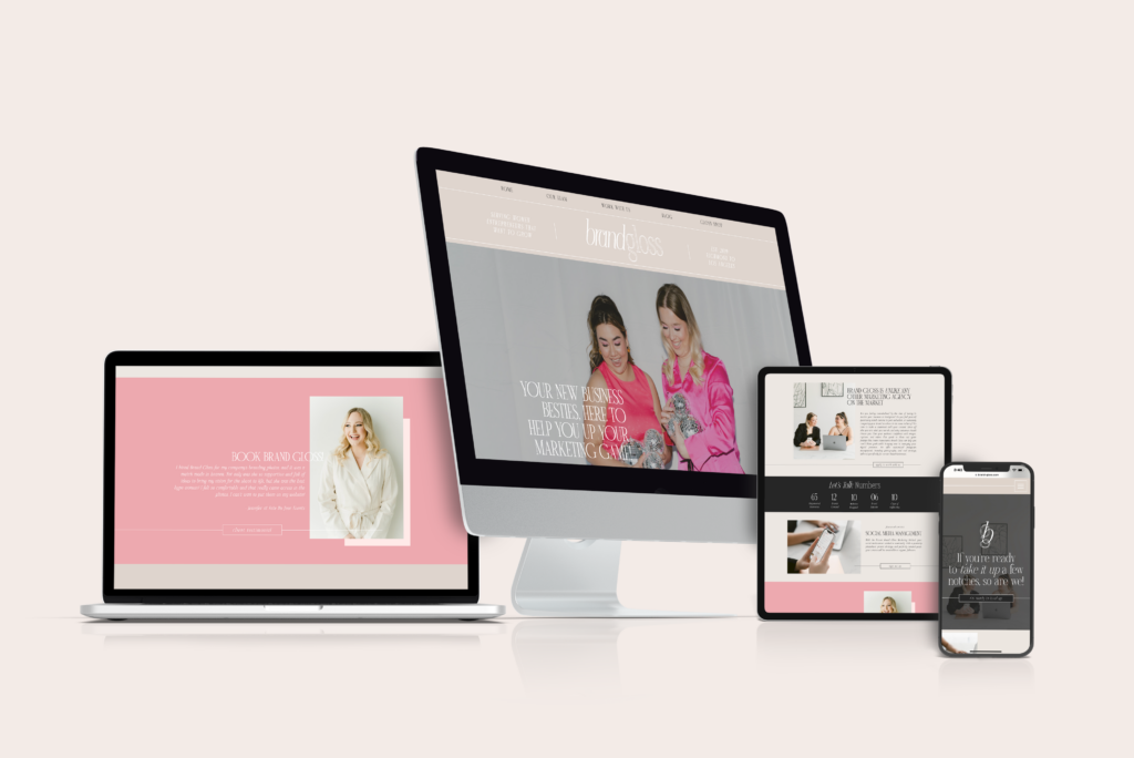brand gloss website and branding collage