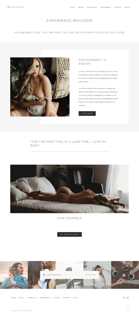 KJ Boudoir Website Before