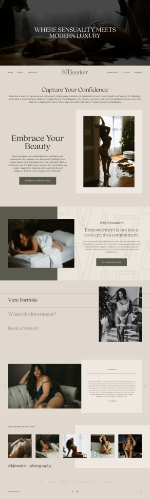 KJ Boudoir Website Screenshot